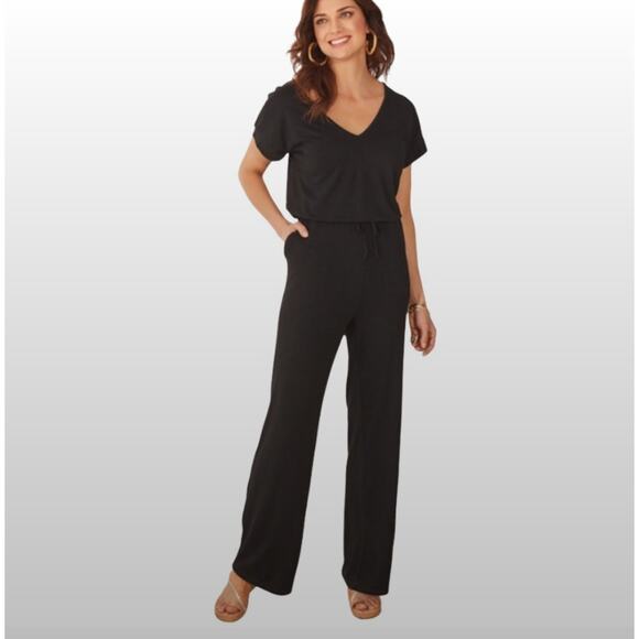 Soft Surroundings Pants - Soft Surroundings Black Roslyn Casual Jumpsuit Small